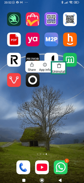 Android home screen showing Lensa app with
