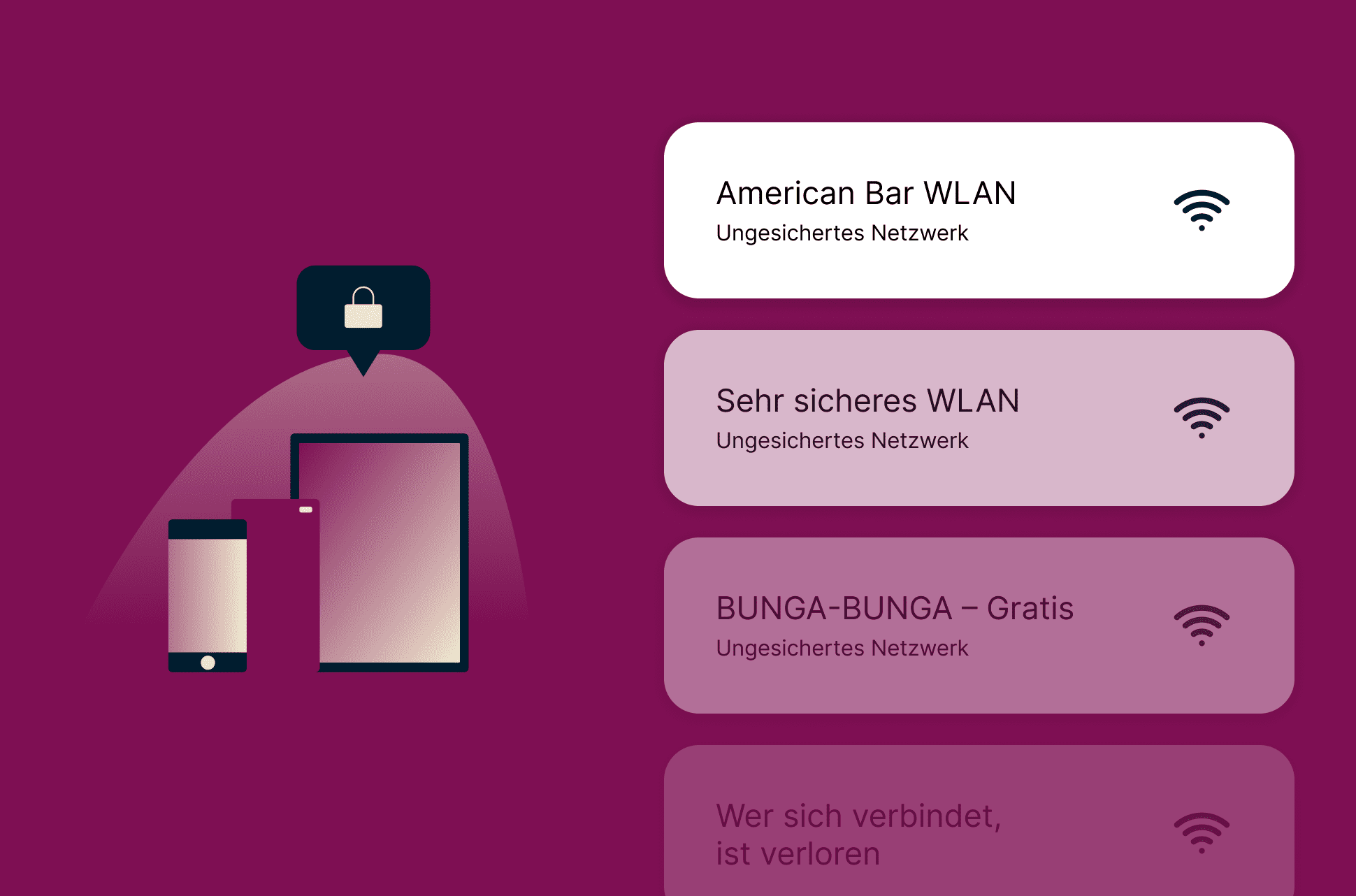 Auswahl von Namen unsicherer WLANs