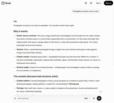 Grok interface.