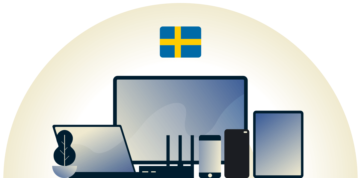 VPN de Suecia que protege una variedad de dispositivos.