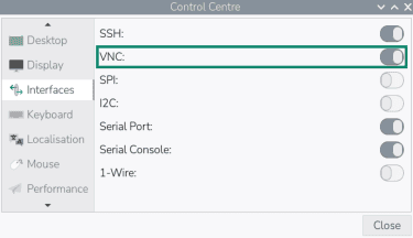 How to toggle on VNC on Raspberry Pi.